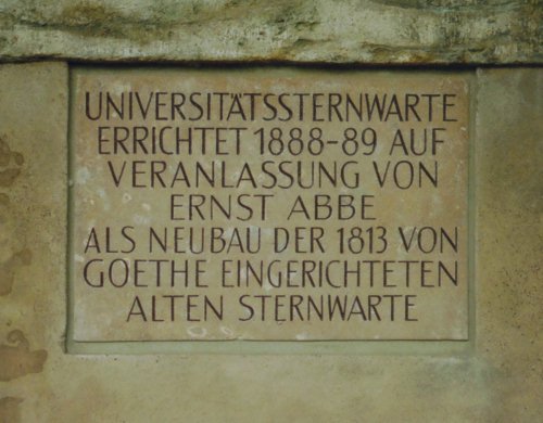 Tafel zu E. Abbe /
Plaque for E. Abbe