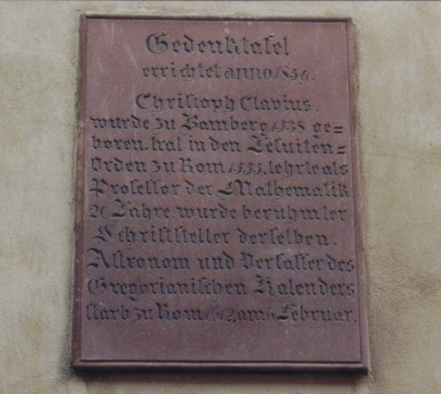Gedenktafel fuer Christoph Clavius /
Memorial plaque for Christoph Clavius
