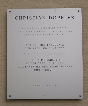 Tafel zu C. A. Doppler /
Plaque for C. A. Doppler