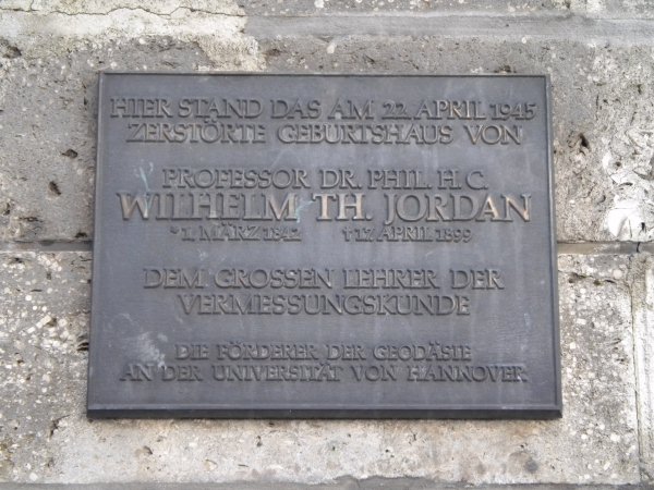 Gedenktafel fuer W. Jordan /
Commemorative plaque for W. Jordan