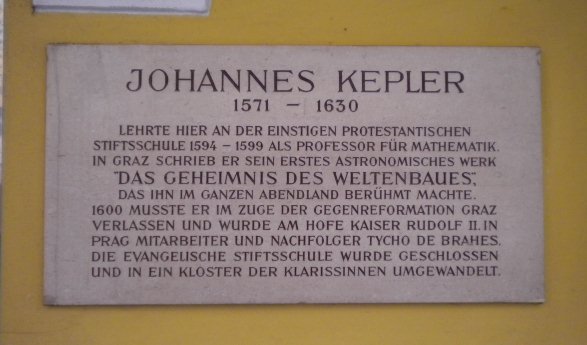 Gedenktafel fuer J. Kepler /
Commemorative plaque for J. Kepler