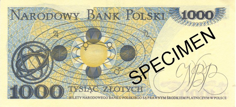 1000 Sloty Banknote (Rueckseite / reverse)