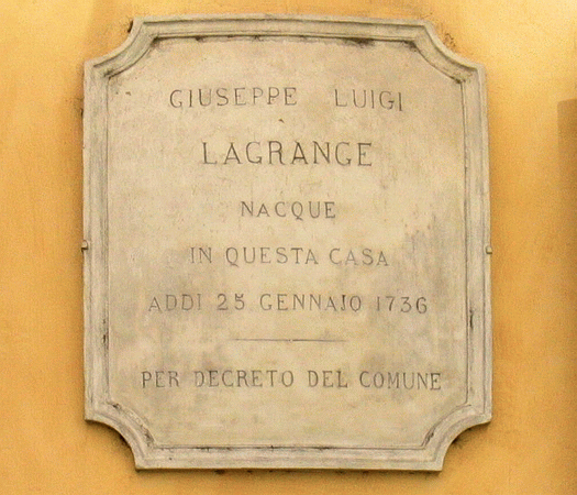 Gedenktafel fr J. L. Lagrange /
Plaque for J. L. Lagrange