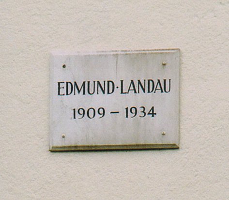 Tafel zu Edmund Landau /
Plaque for Edmund Landau