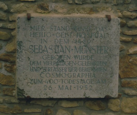 Gedenktafel fuer Sebastian Muenster /
Commemorative plaque for Sebastian Muenster