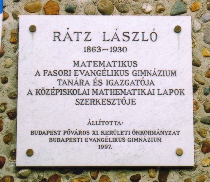 Gedenktafel fuer L. Ratz /
Commemorative plaque for L. Ratz